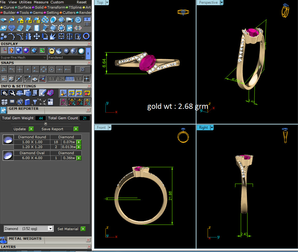 Women Ring Render 3dm STL OBJ FBX Details 3D print model_6