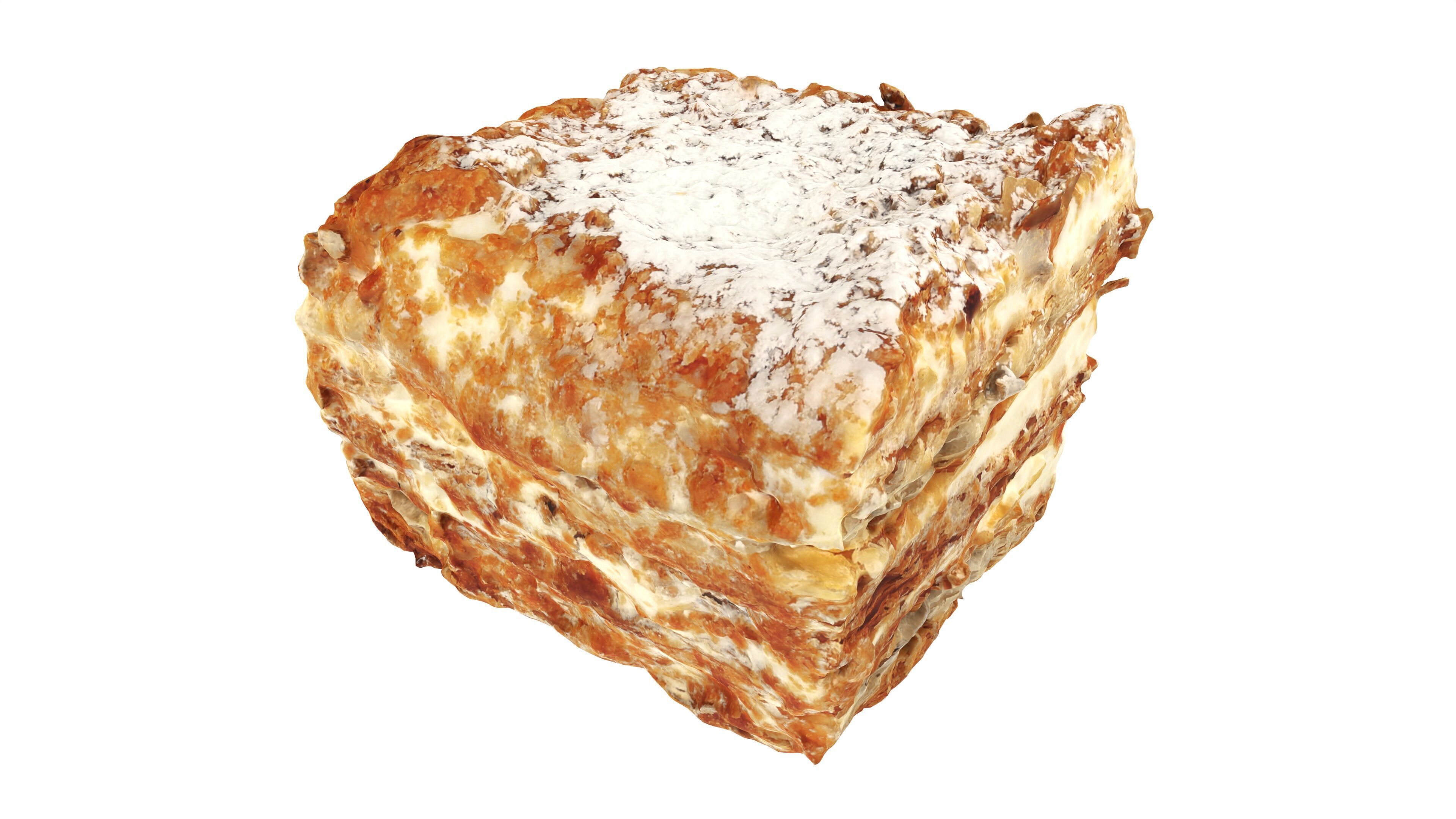 Layered cake with cream piece Low-poly 3D model_2