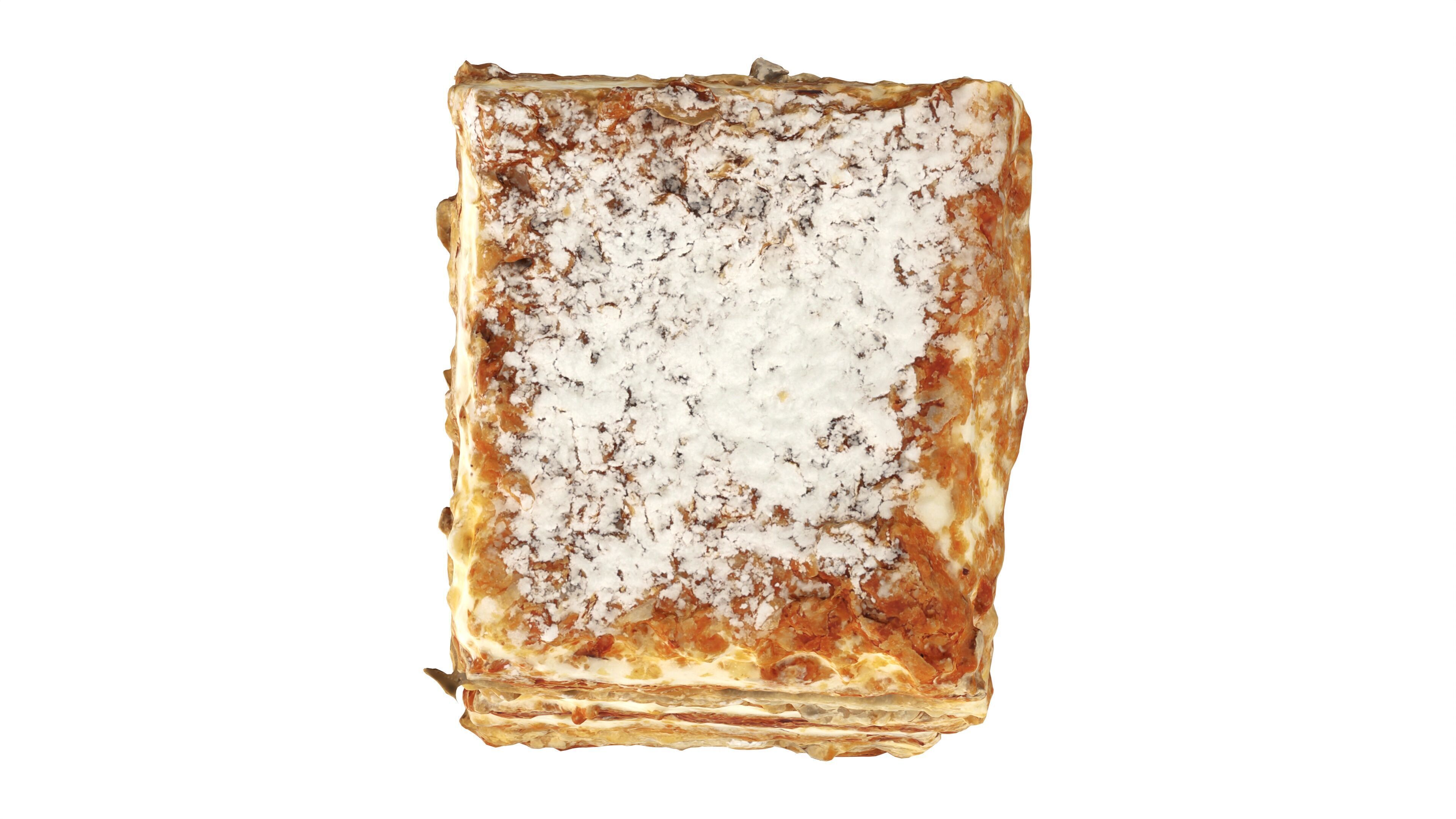 Layered cake with cream piece Low-poly 3D model_5