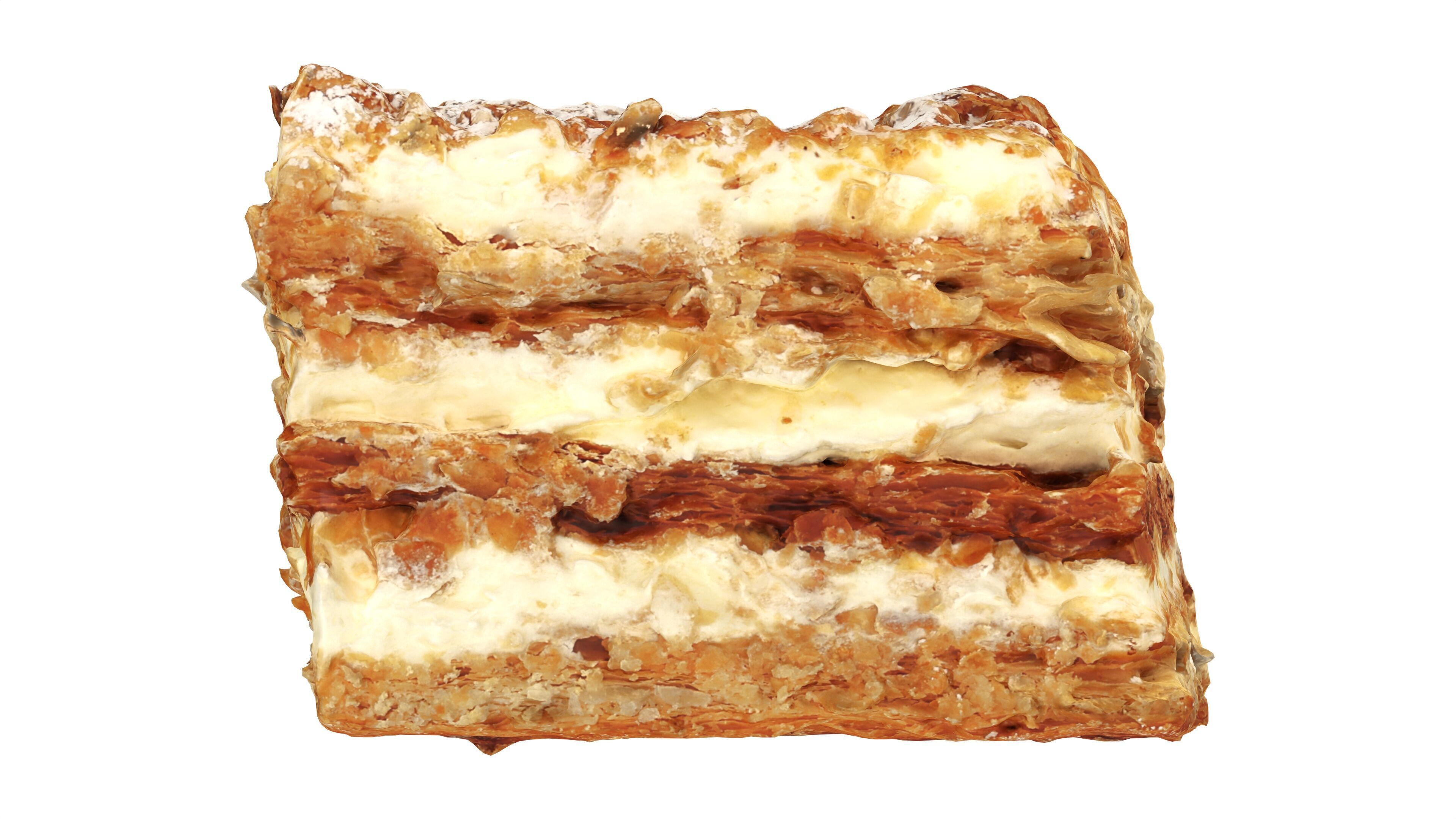 Layered cake with cream piece Low-poly 3D model_4