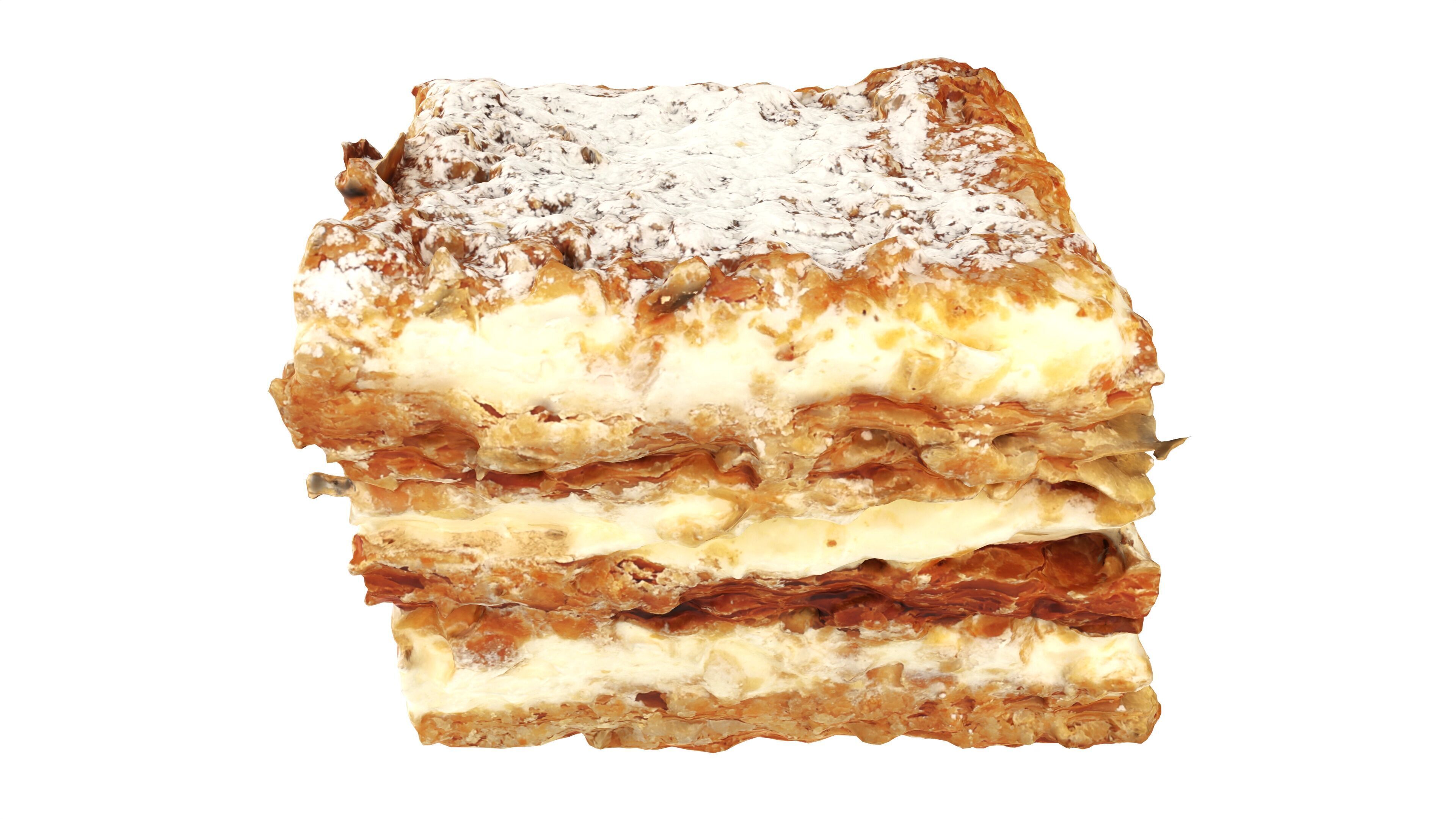 Layered cake with cream piece Low-poly 3D model_1