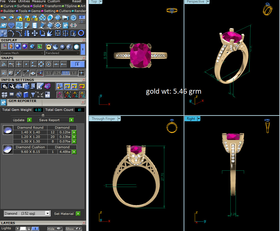 Women Ring  Render 3dm STL OBJ FBX Details 3D print model_6