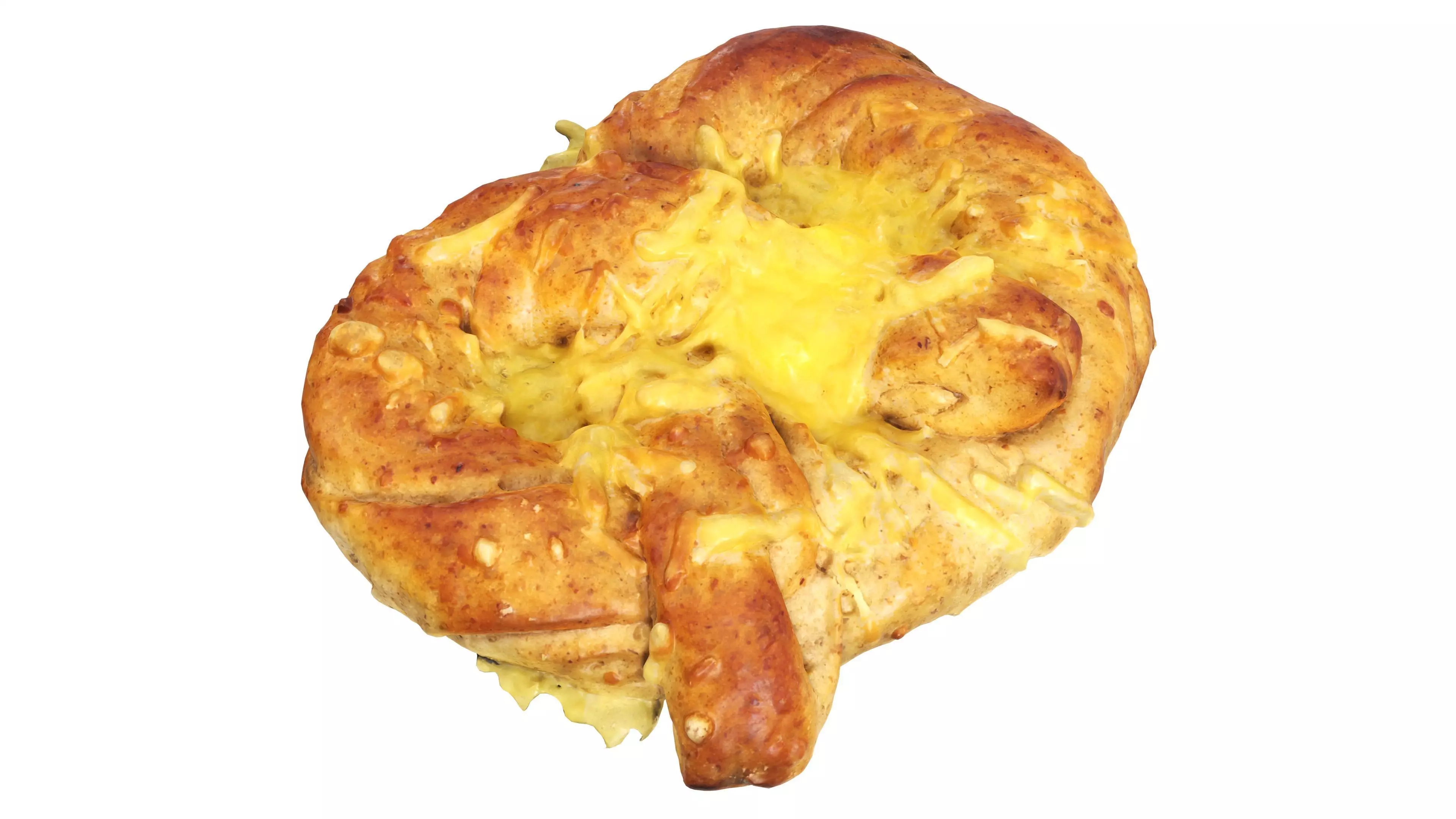 Pretzel with cheese Low-poly 3D model_0