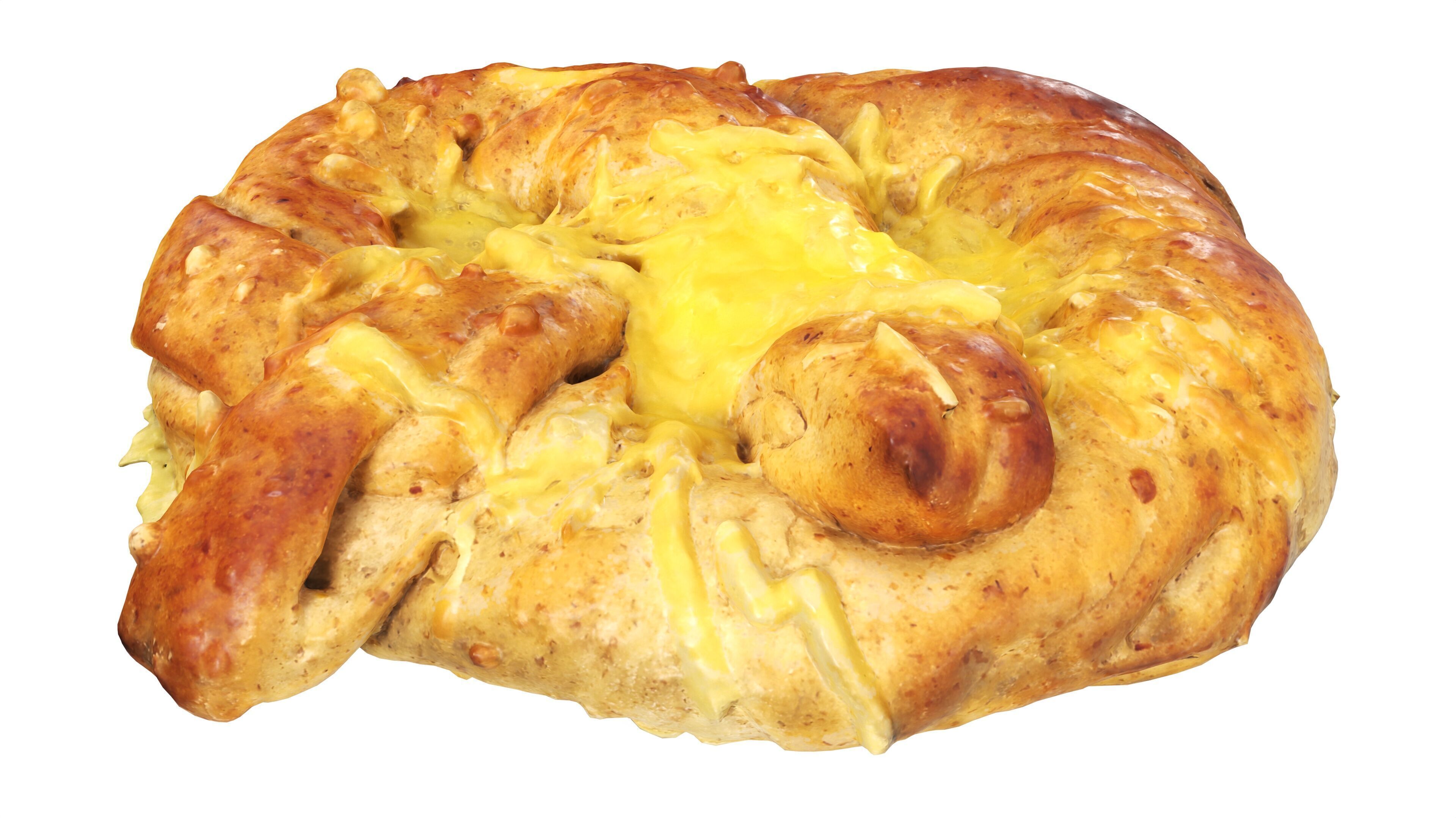 Pretzel with cheese Low-poly 3D model_1