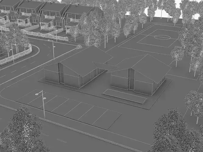 Neighborhood Houses 01 Low-poly 3D model 6