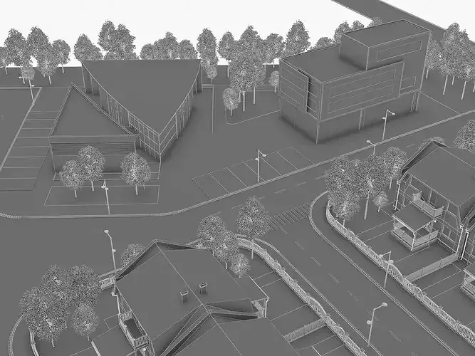 Neighborhood Houses 01 Low-poly 3D model 5