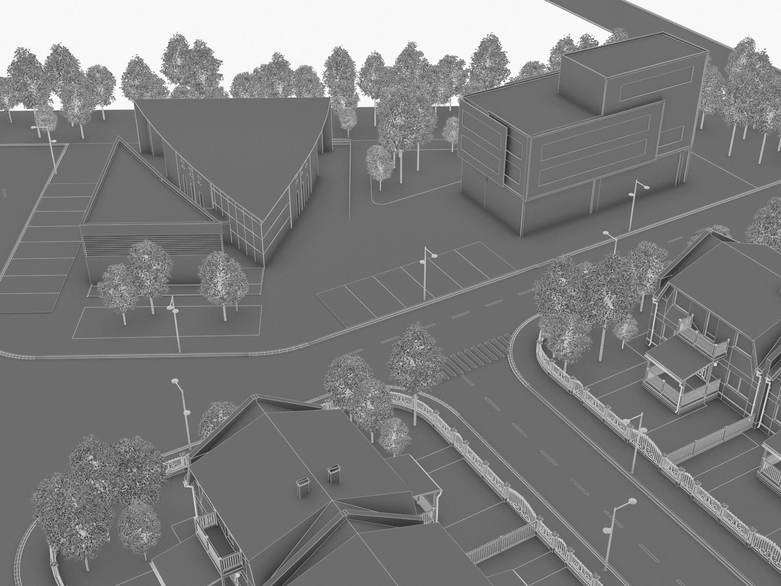 Neighborhood Houses 01 Low-poly 3D model_4