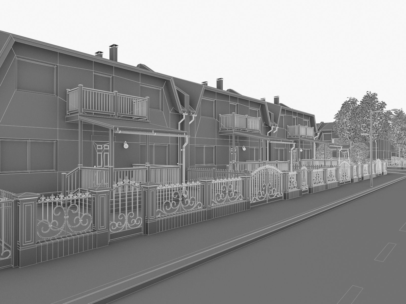 Neighborhood Houses 01 Low-poly 3D model_7