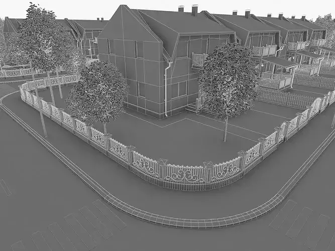 Neighborhood Houses 01 Low-poly 3D model 7
