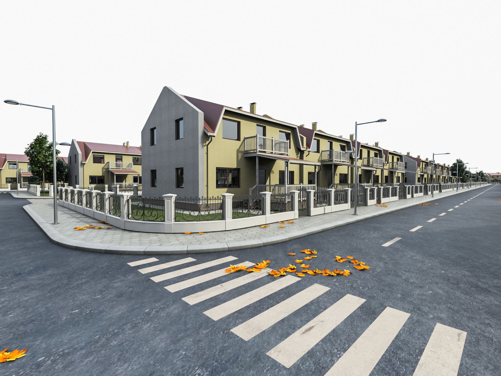 Neighborhood Houses 01 Low-poly 3D model_2