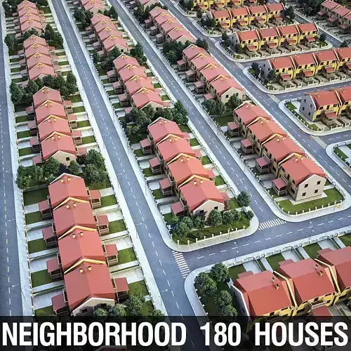 Neighborhood Houses 01 Low-poly 3D model
