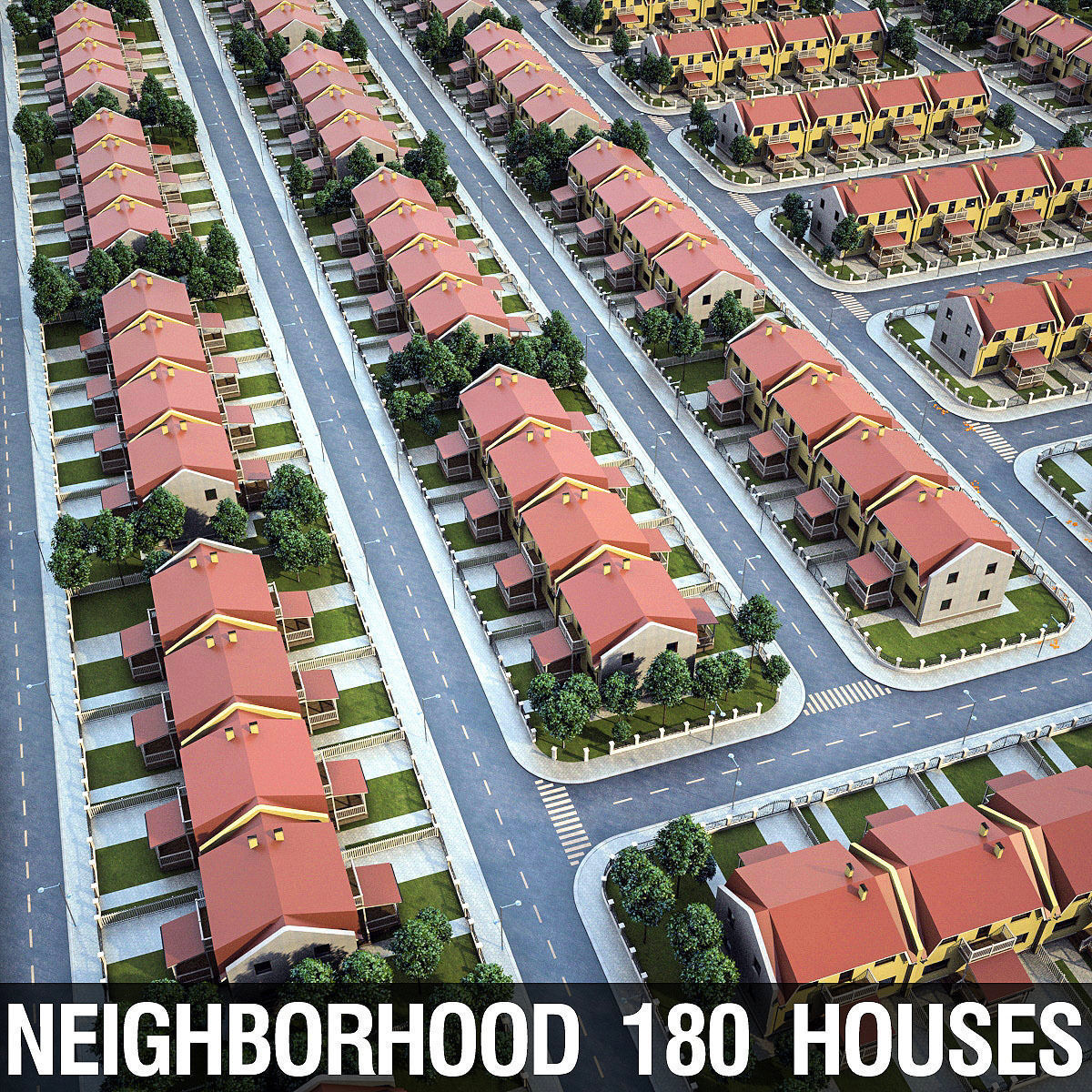 Neighborhood Houses 01 Low-poly 3D model_0
