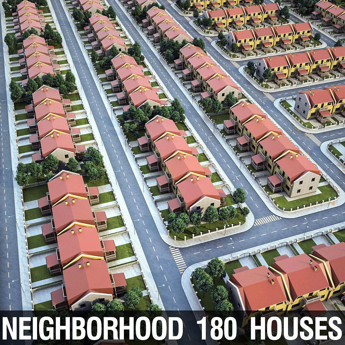 Neighborhood Houses 01 Low-poly 3D model_0