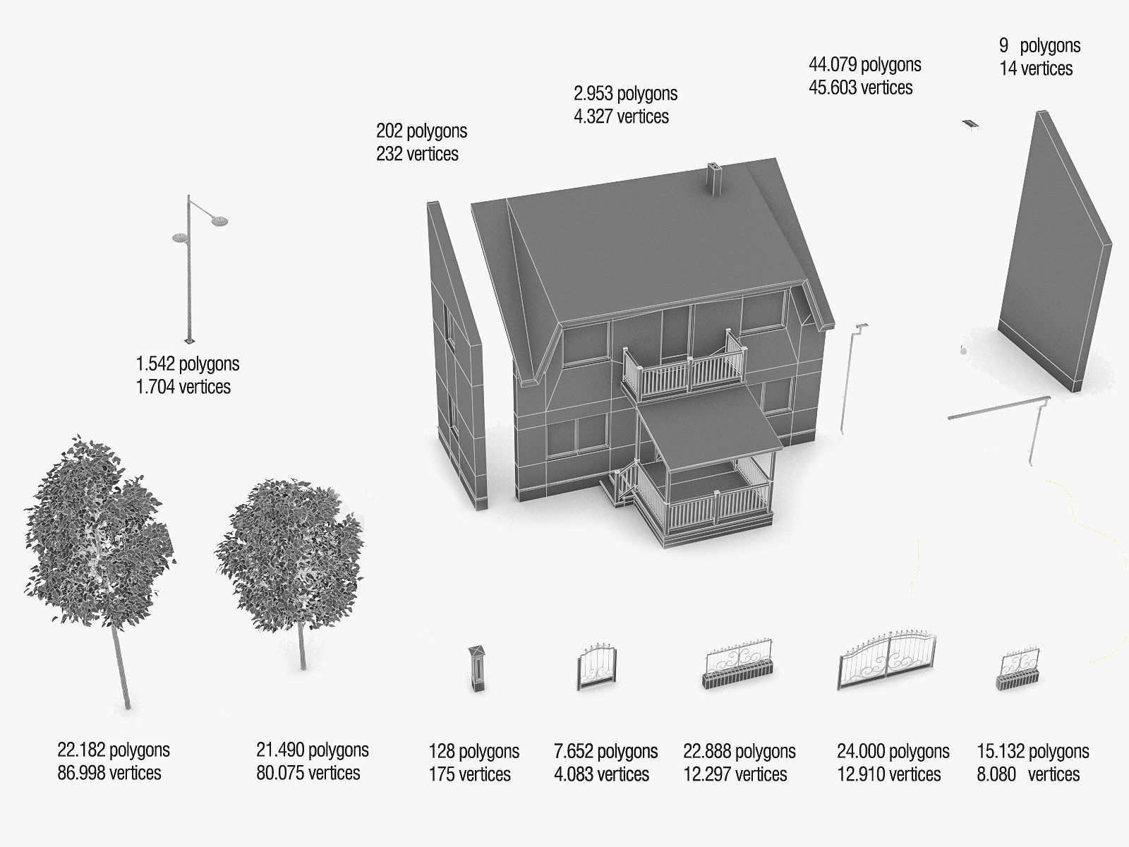 Neighborhood Houses 01 Low-poly 3D model_3