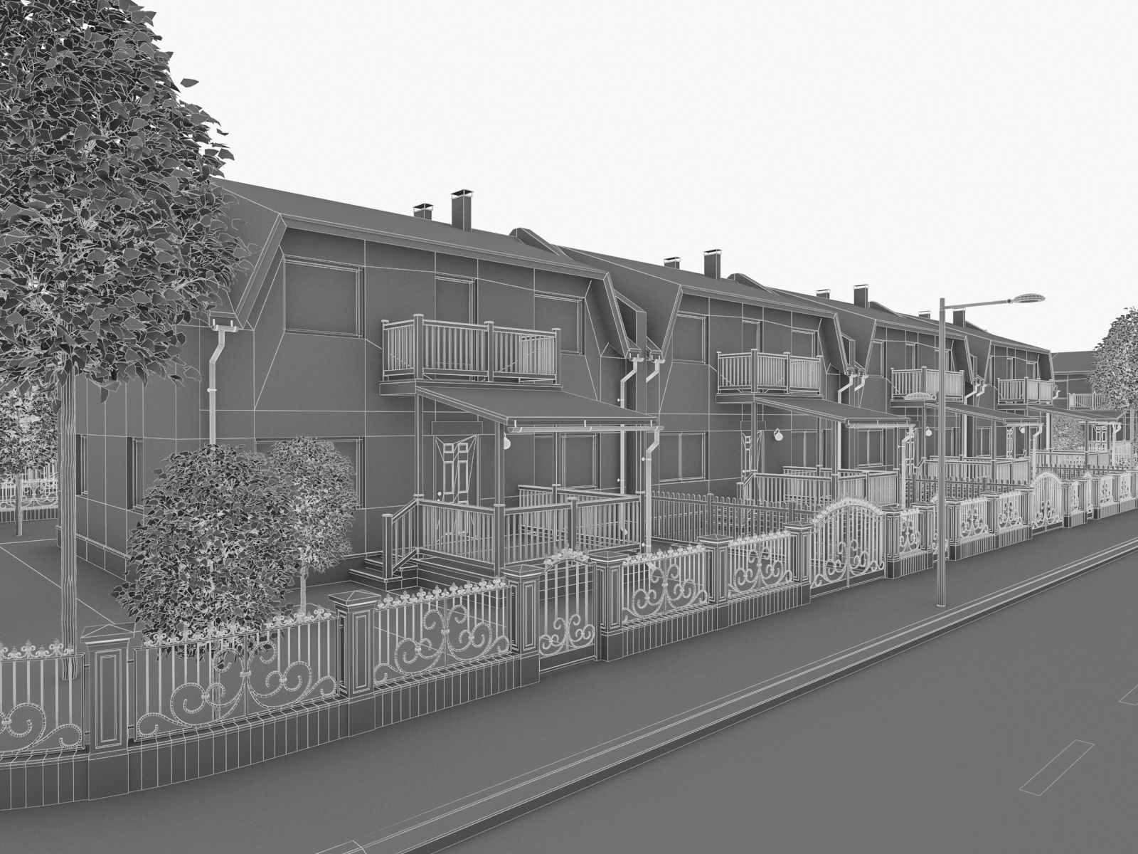 Neighborhood Houses 01 Low-poly 3D model_8