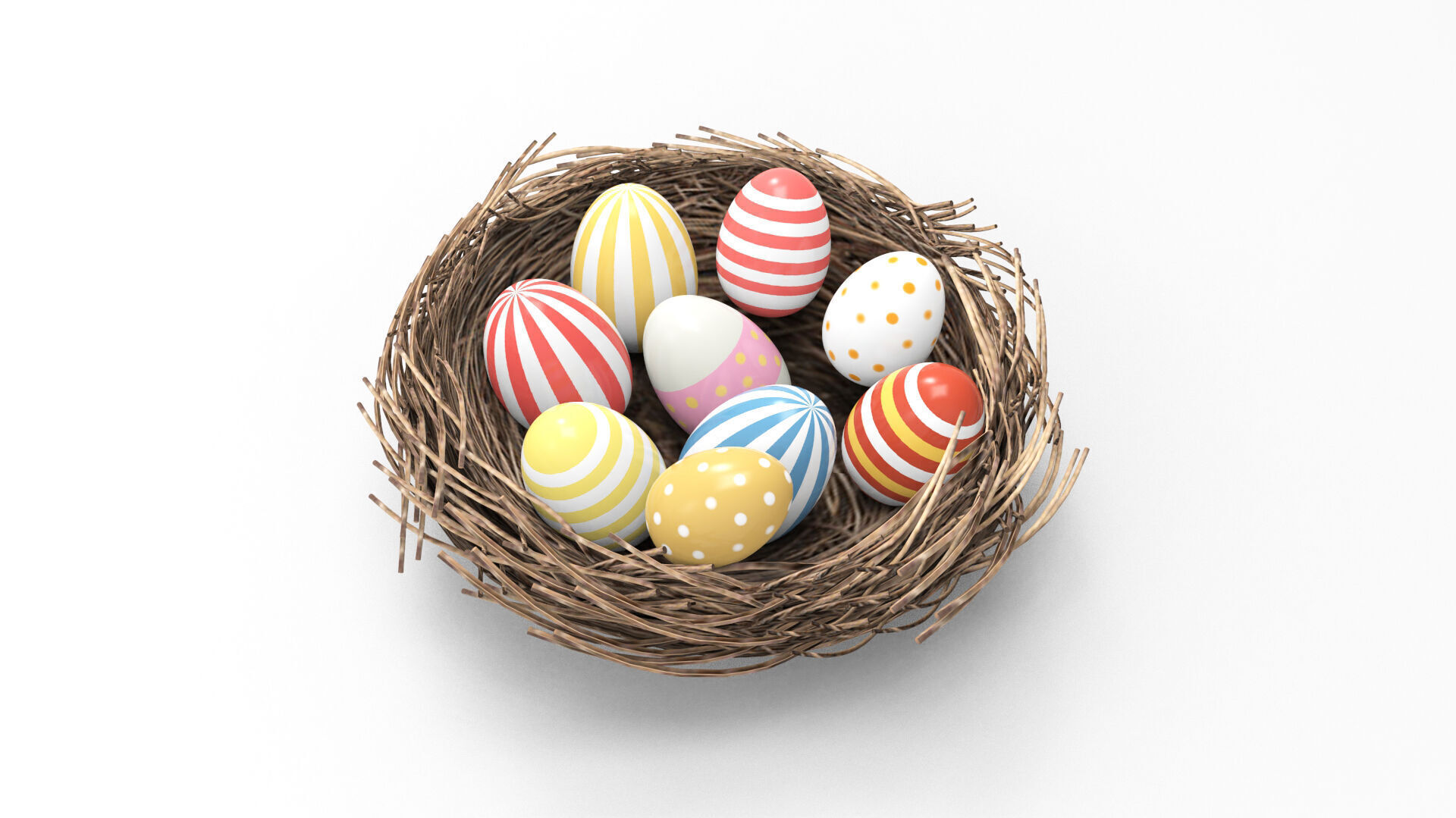 Easter Nest with Eggs 3D model_1