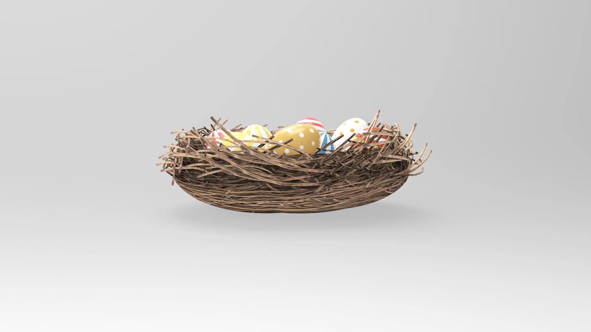 Easter Nest with Eggs 3D model_3