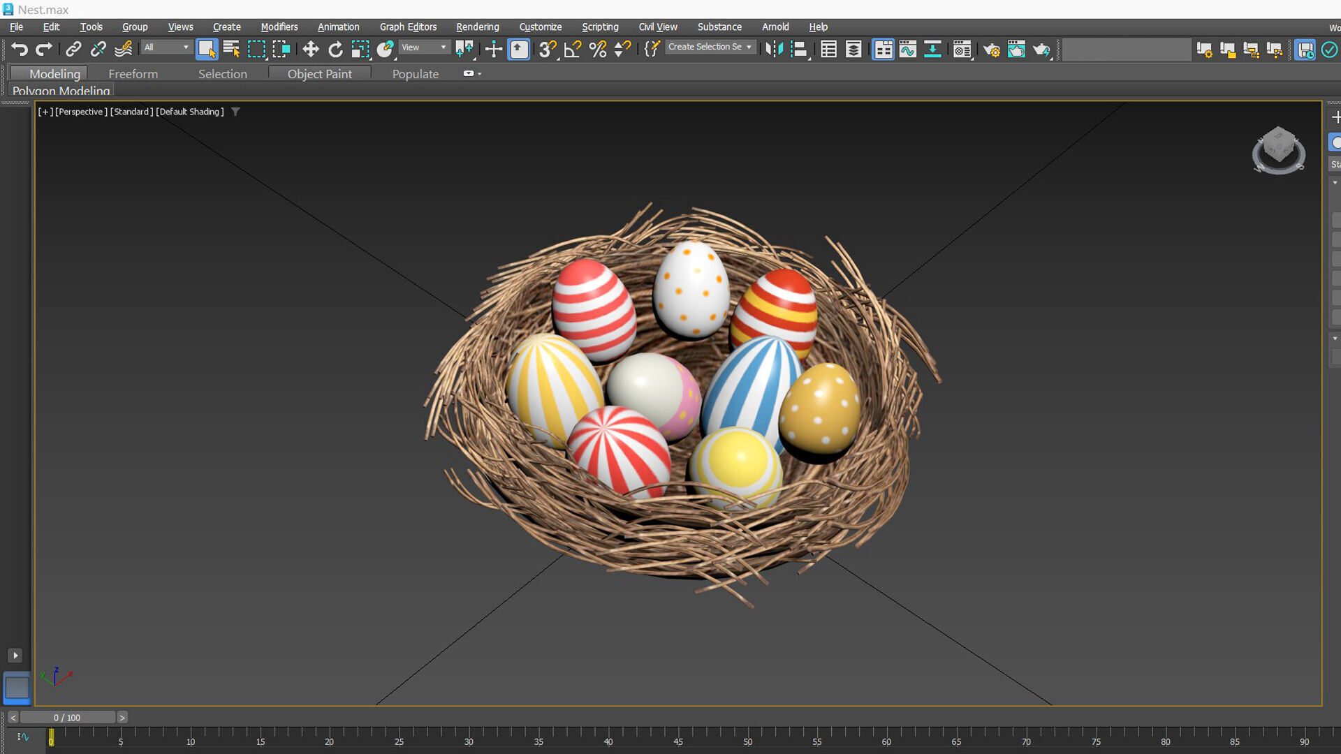 Easter Nest with Eggs 3D model_6