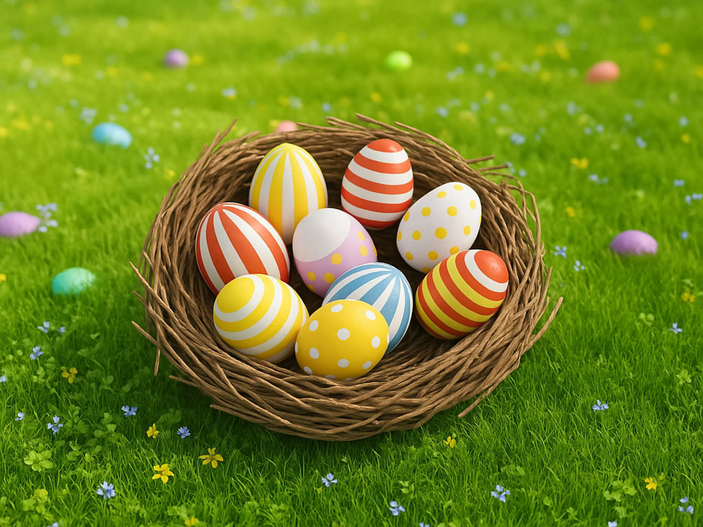 Easter Nest with Eggs 3D model_0