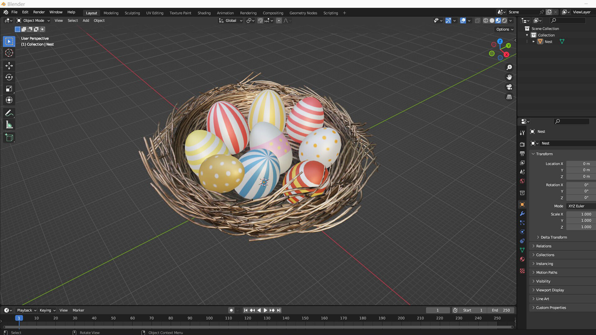 Easter Nest with Eggs 3D model_7