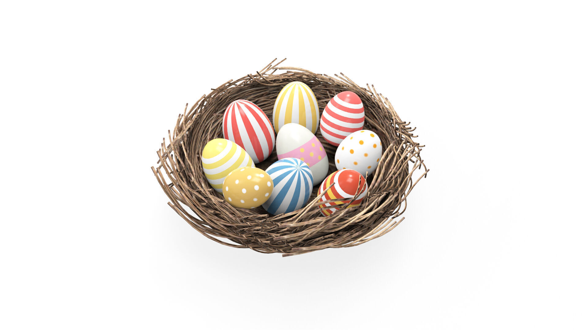 Easter Nest with Eggs 3D model_4