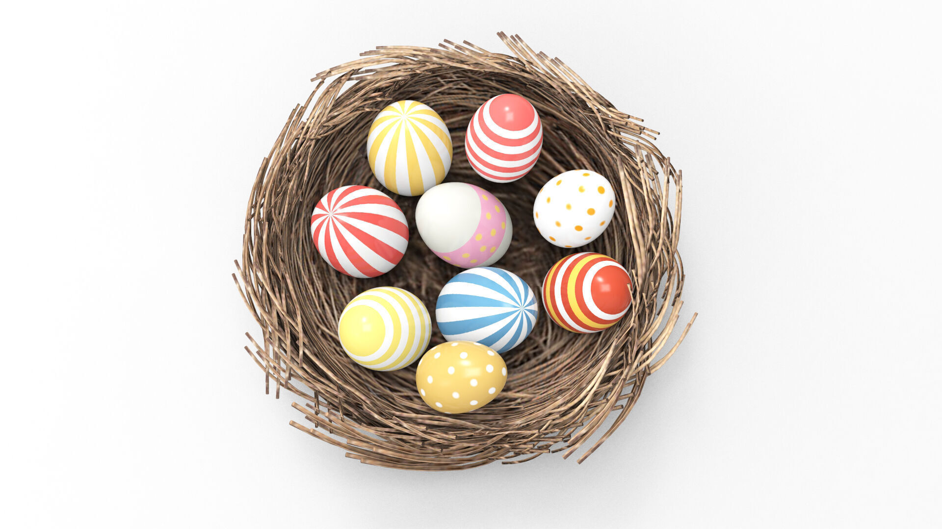 Easter Nest with Eggs 3D model_2