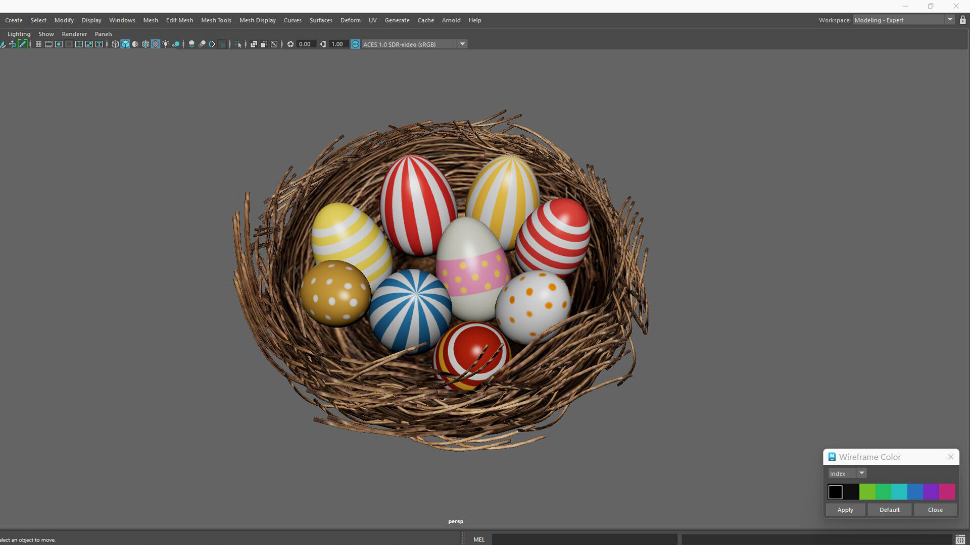 Easter Nest with Eggs 3D model_8