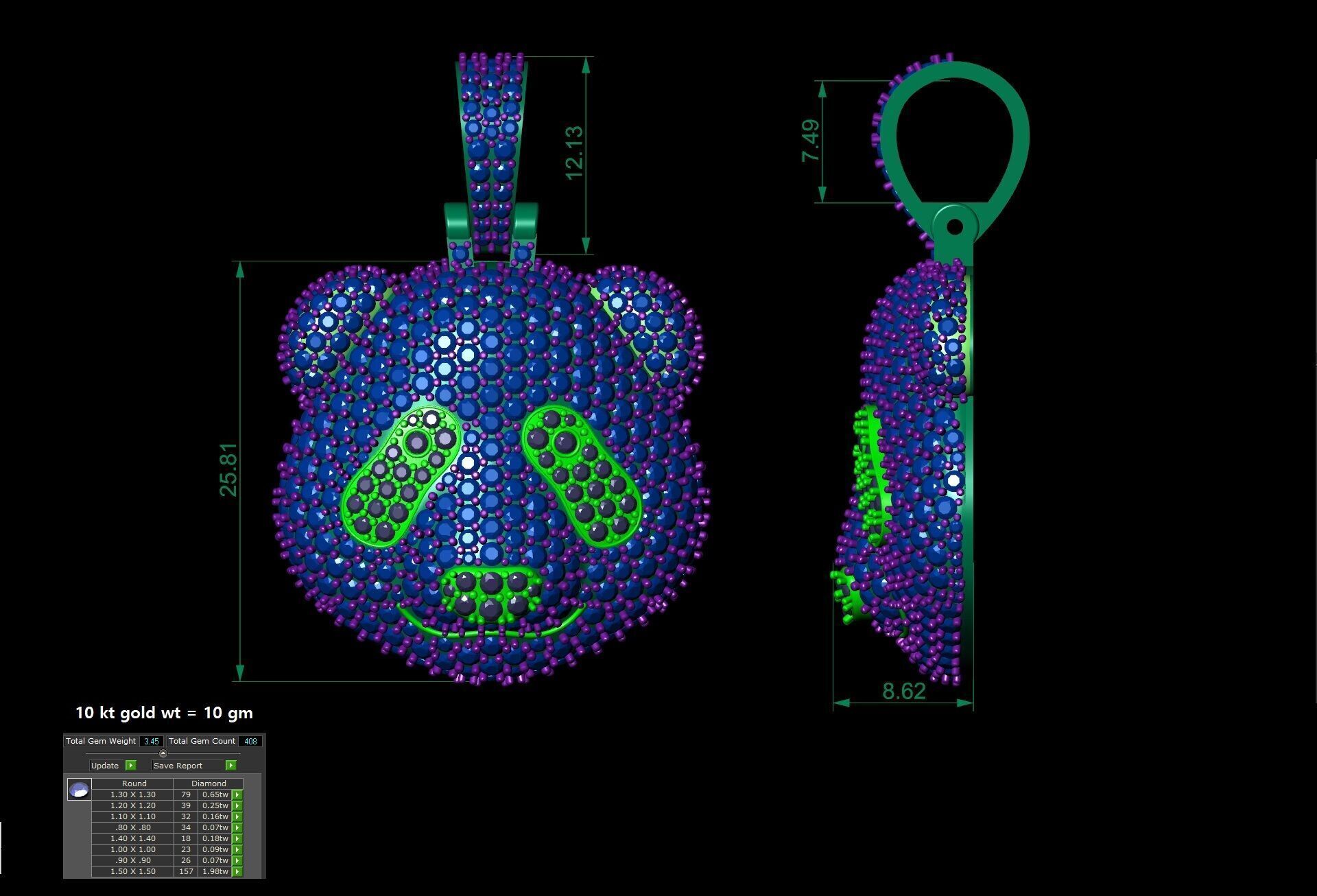 Panda pendant 3D print model 3D print model_10