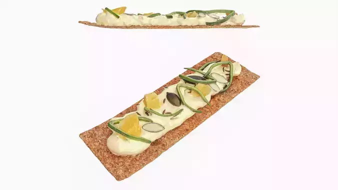 Rye thin bread with cheese Low-poly 3D model