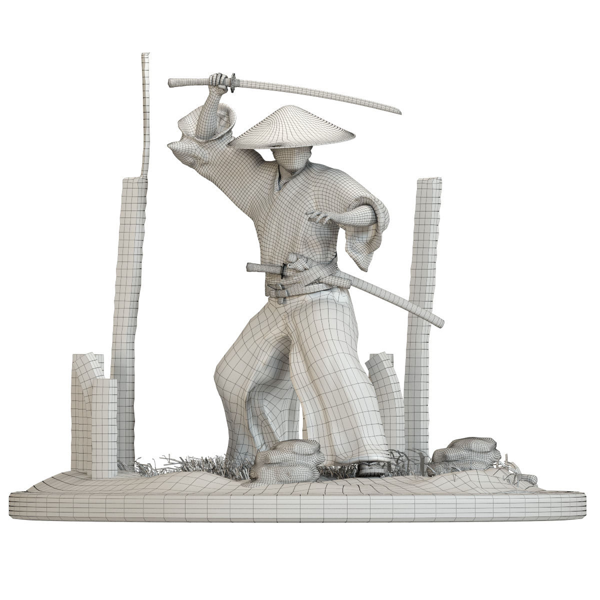 Samurai Figurine 004 3D model_2