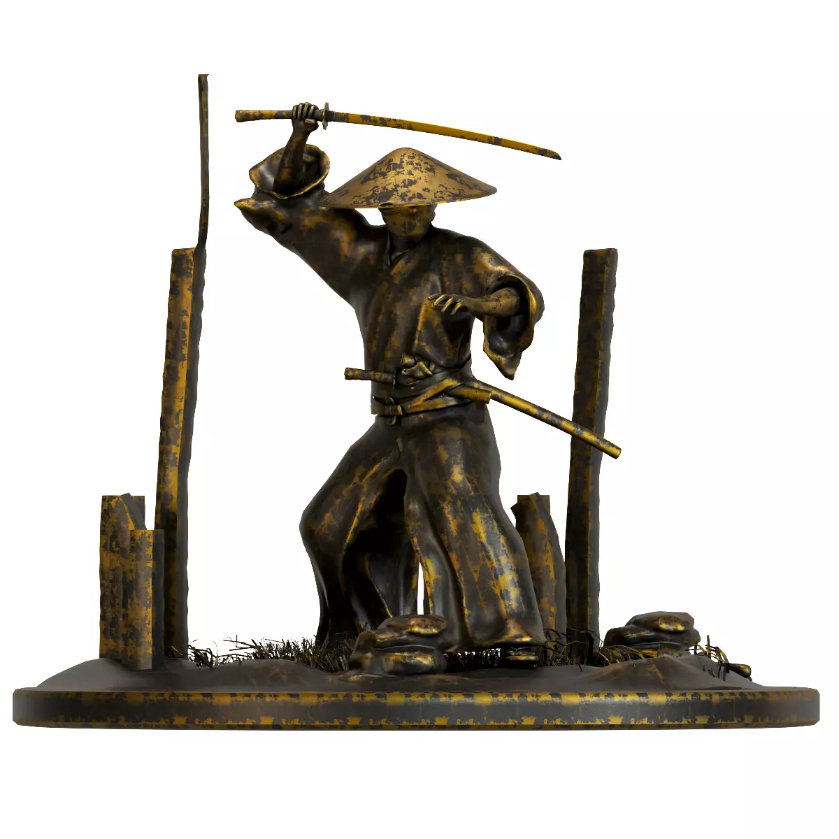 Samurai Figurine 004 3D model_0