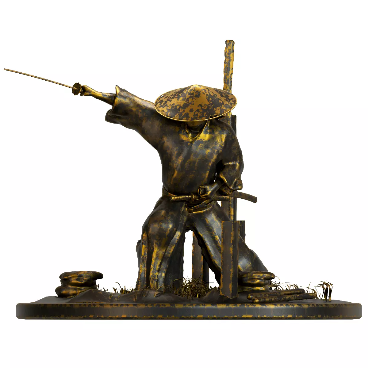 Samurai Figurine 002 3D model_0