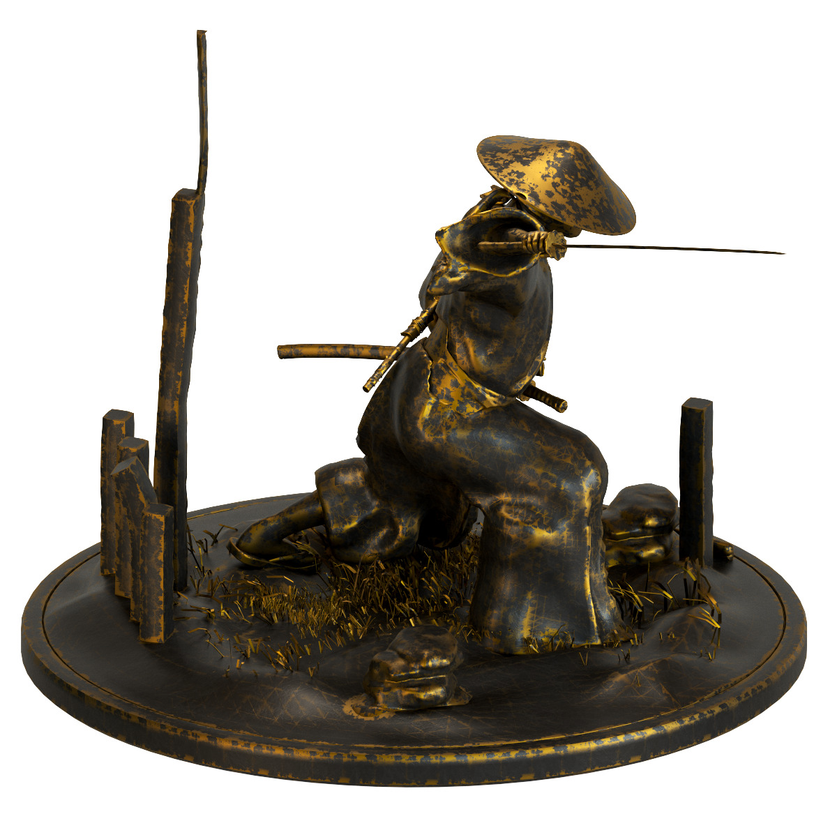 Samurai Figurine 002 3D model_1