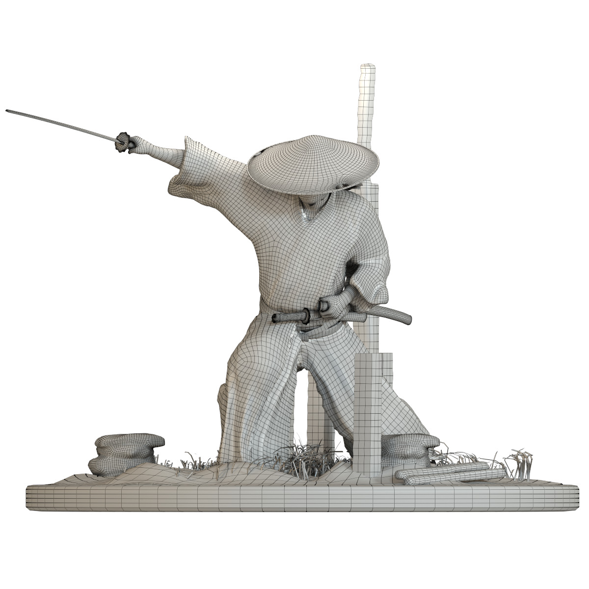 Samurai Figurine 002 3D model_2