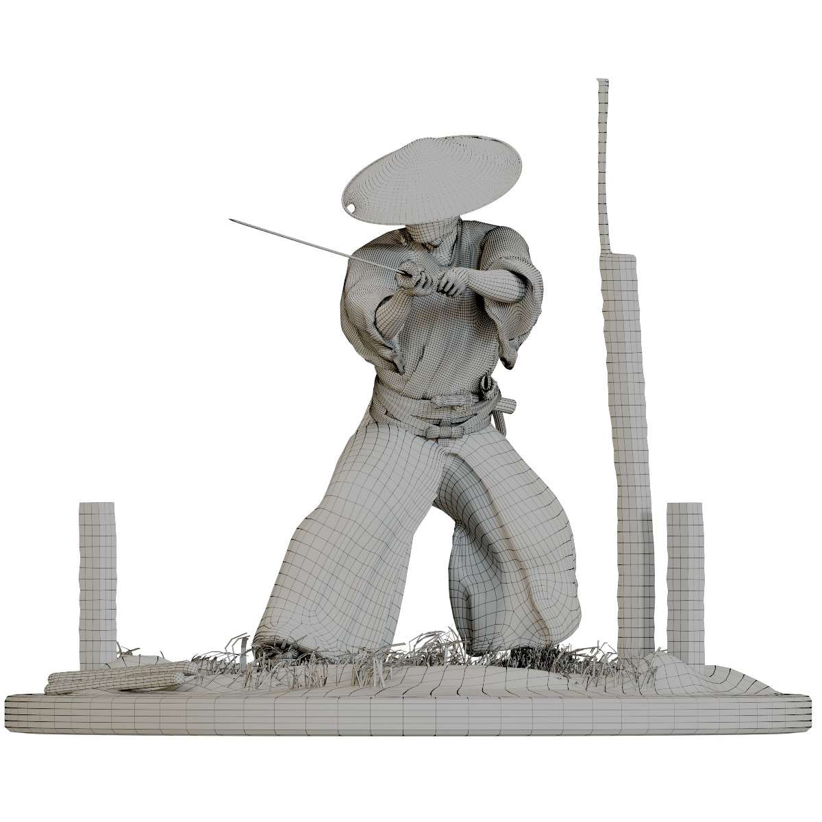 Samurai Figurine 001 3D model_1