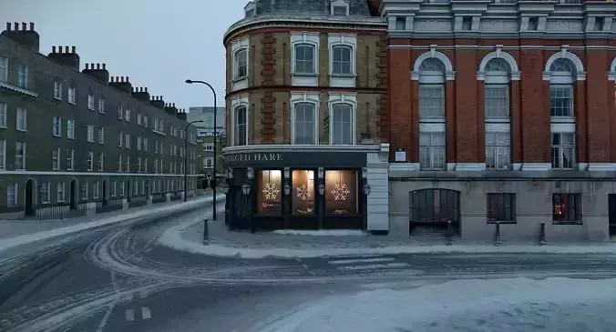 Snowy Streets of London Low-poly 3D model
