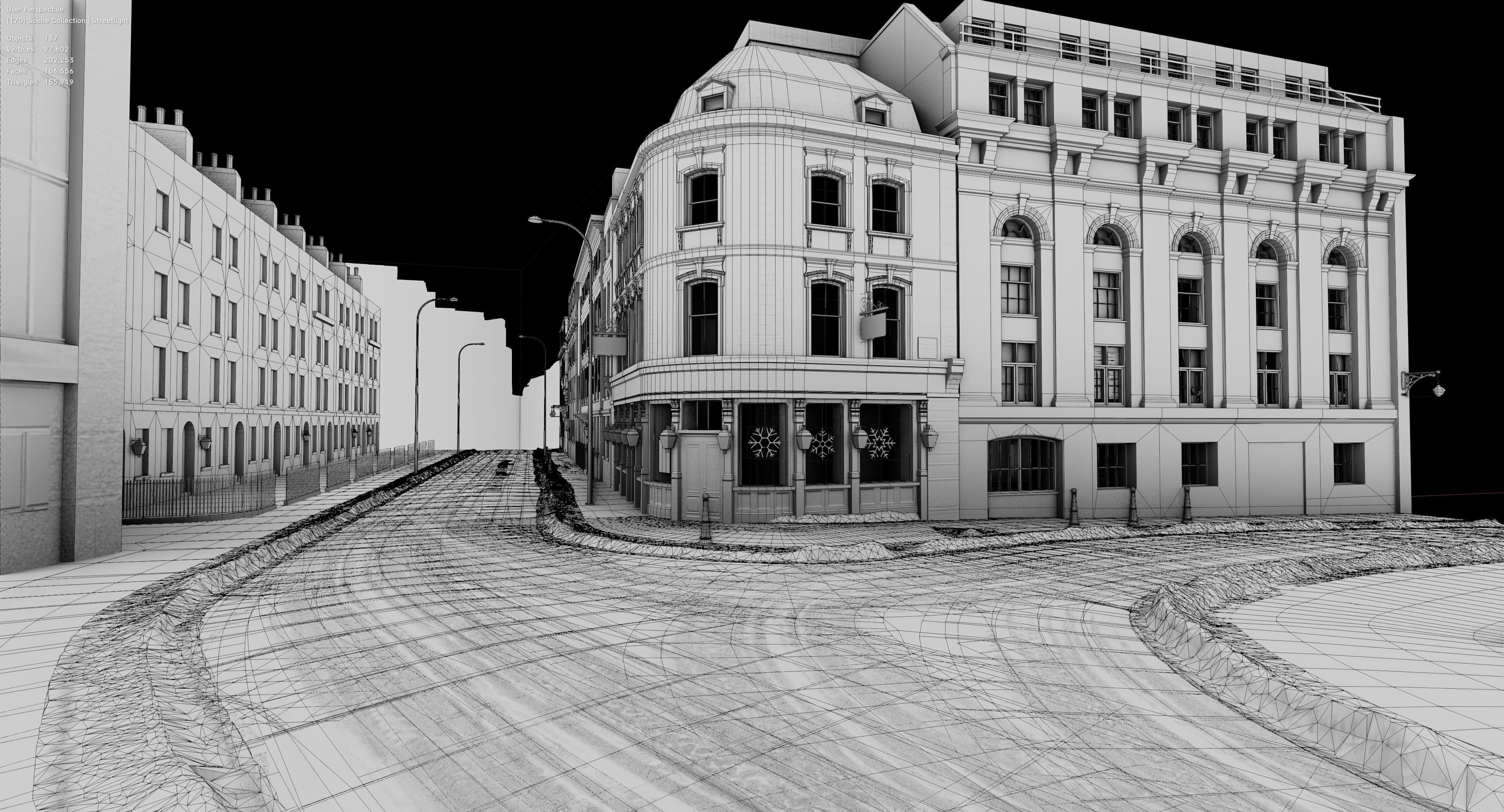 Snowy Streets of London Low-poly 3D model_3