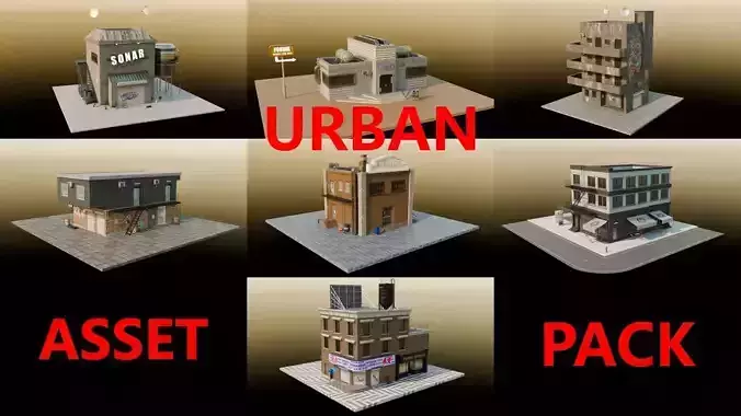 Urban Buildings Asset 3D model Urban Buildings Asset 3D model