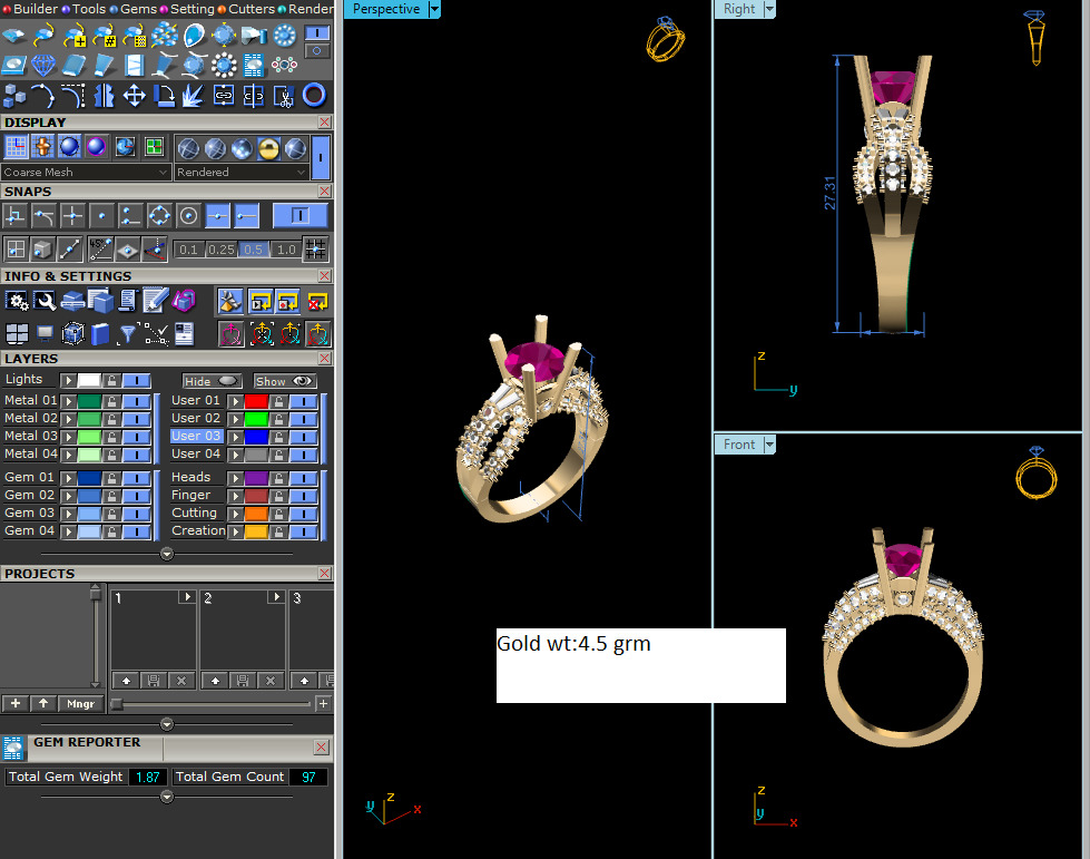 Women Ring Render 3dm STL OBJ FBX Details 3D print model_5