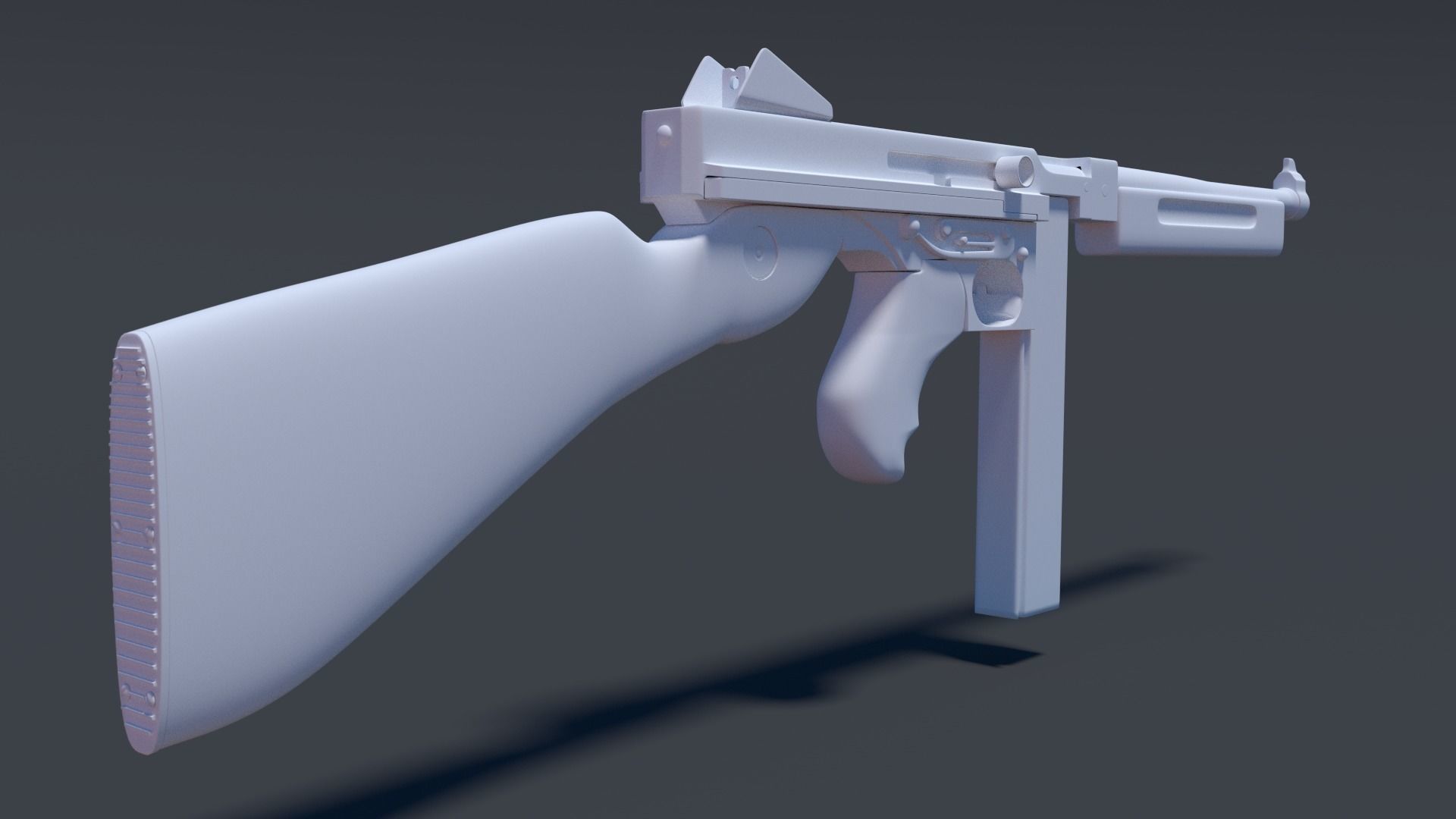 Thompson assault rifle High Poly 3D model_2