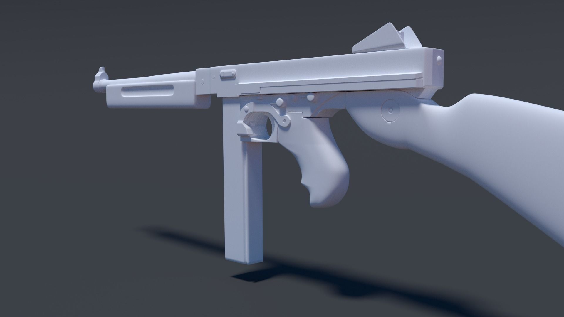 Thompson assault rifle High Poly 3D model_3