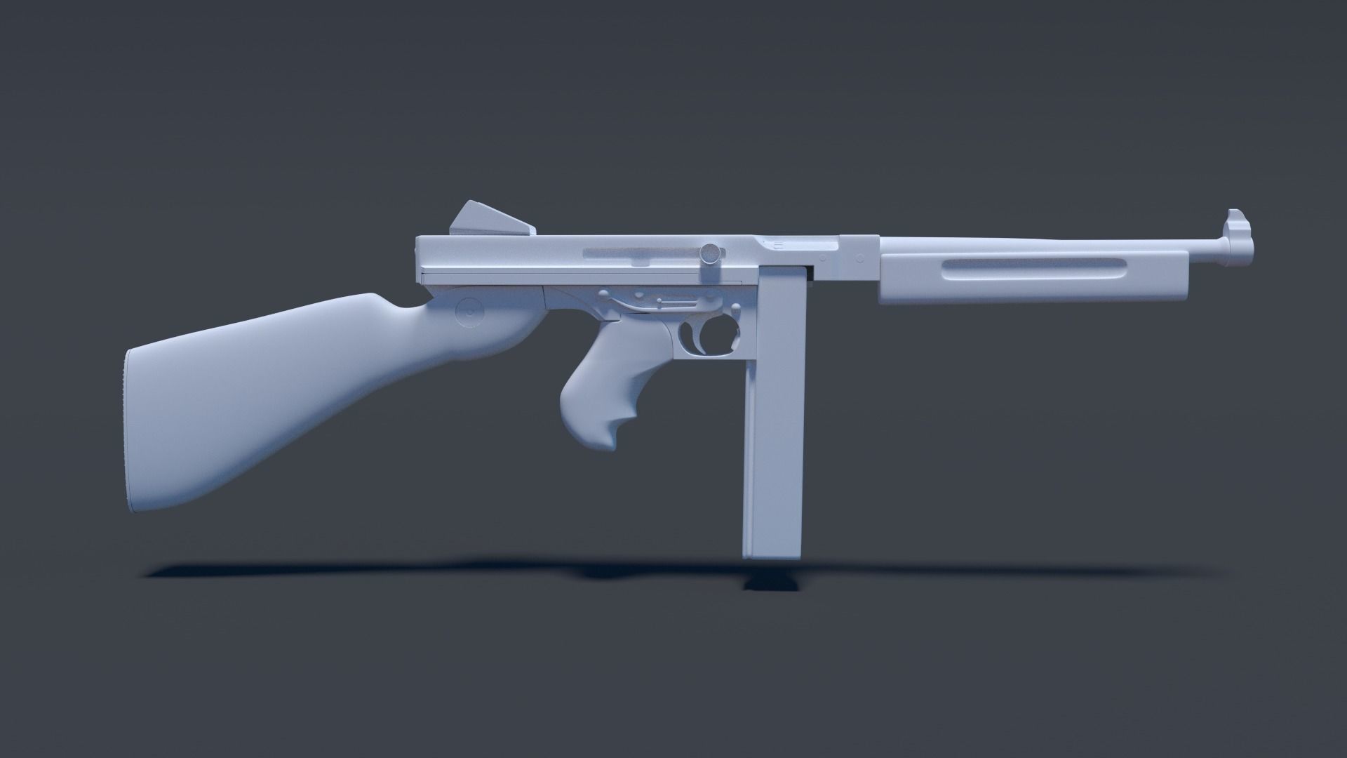 Thompson assault rifle High Poly 3D model_1