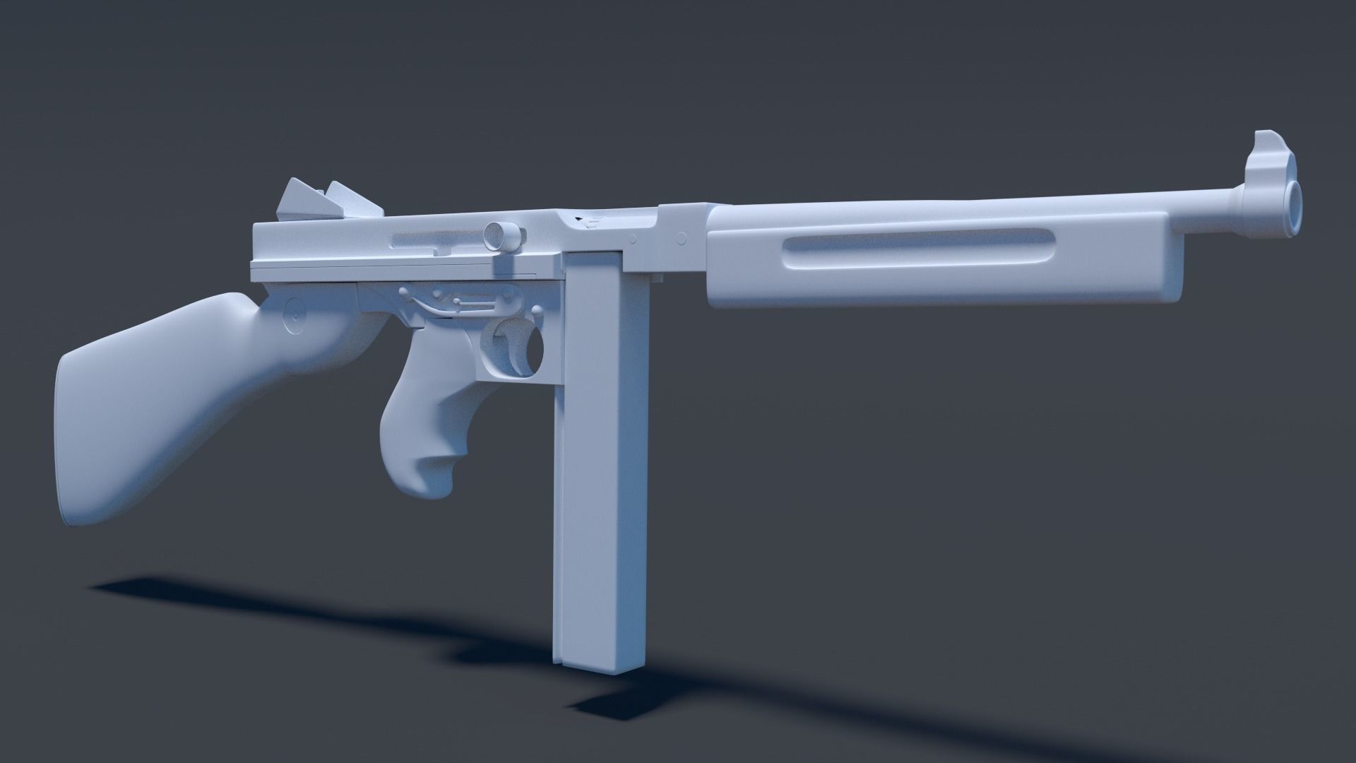 Thompson assault rifle High Poly 3D model_0