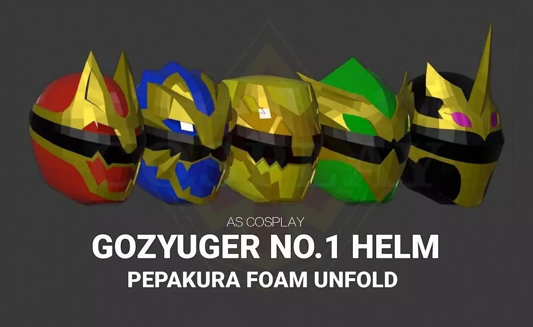Gozyuger No 1 Team Helm Pepakura Foam Unfold 3D model