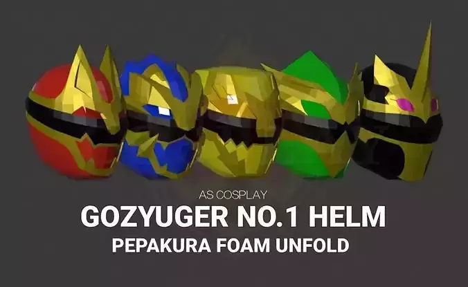 Gozyuger No 1 Team Helm Pepakura Foam Unfold