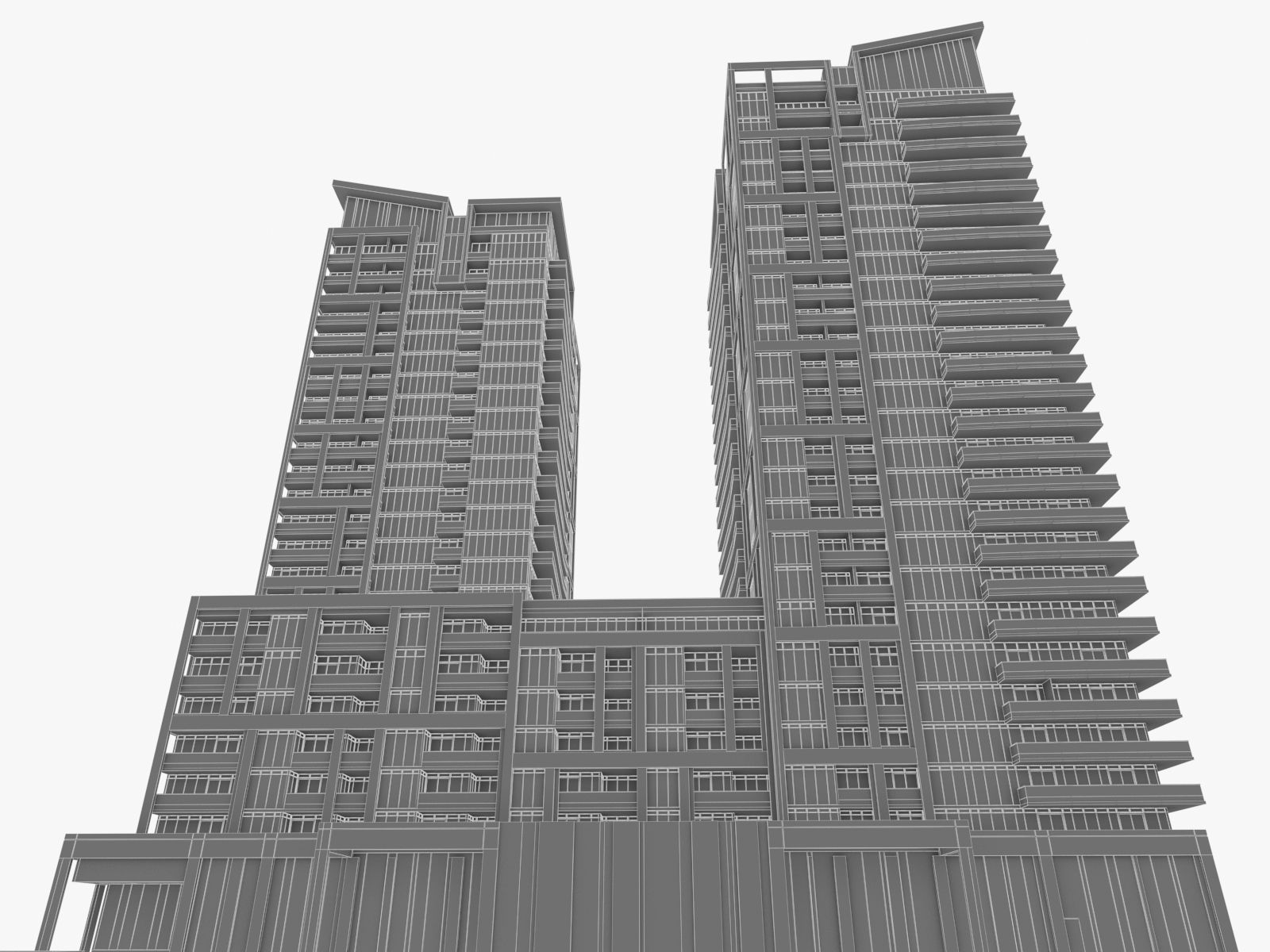 Residential Tower Complex 02 Low-poly 3D model_16