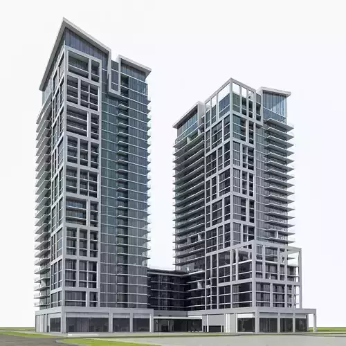 Residential Tower Complex 02 Low-poly 3D model