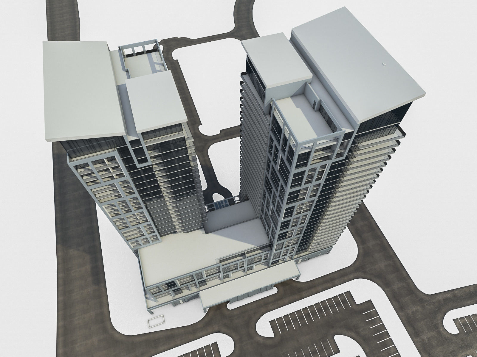 Residential Tower Complex 02 Low-poly 3D model_5