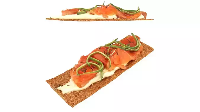 Rye thin bread with salmon Low-poly 3D model
