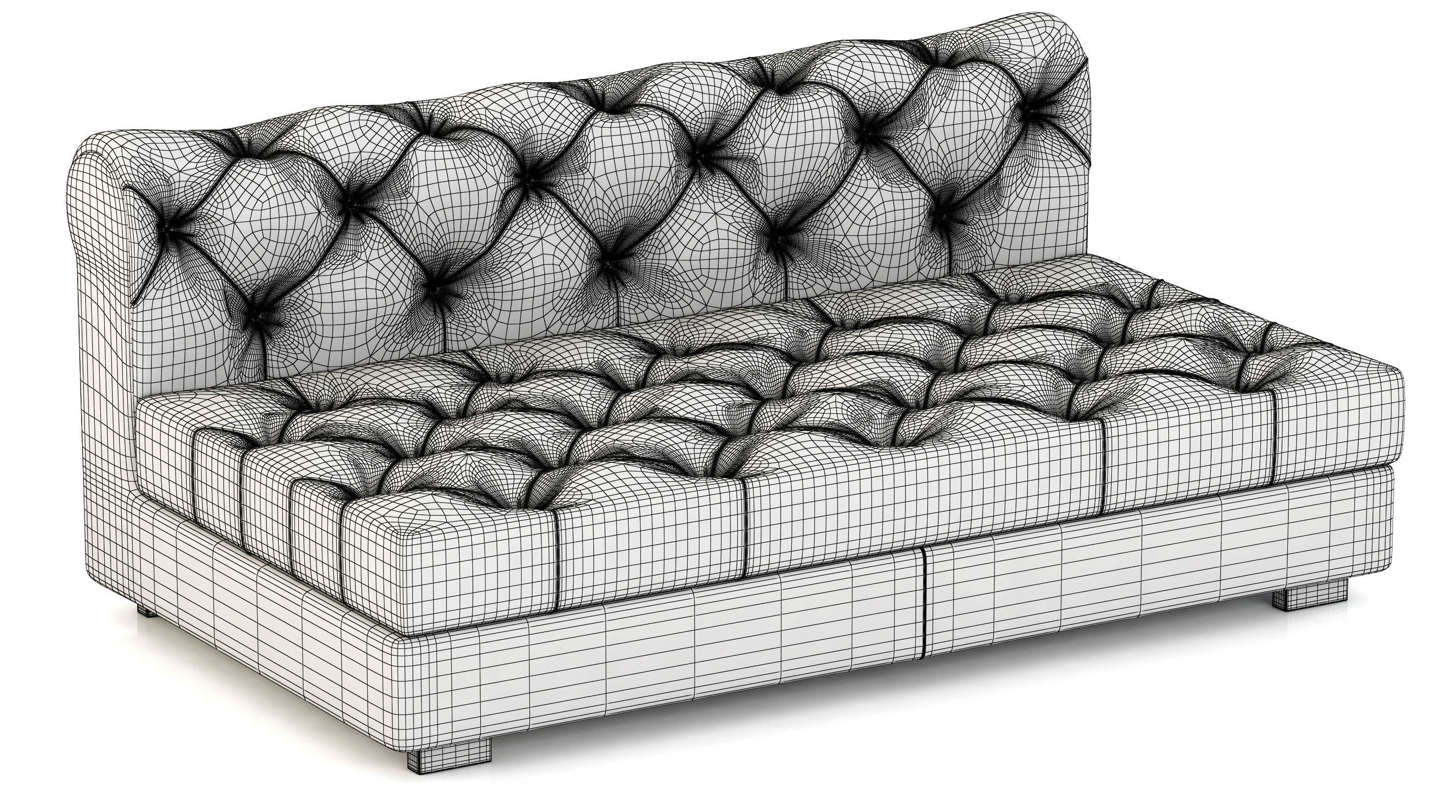 RH Modern Modena Chesterfield Leather Armless Sofa 3D model_7